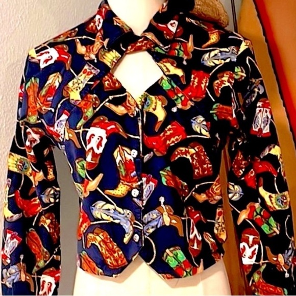 VTG Circle T,Cowboys Chic Button-Front Top, So Unique!Excellent Condition,Size S - Picture 1 of 11